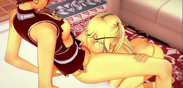  Hot elf lesbians have sex then use a strapon - World of Warcraft Hentai.